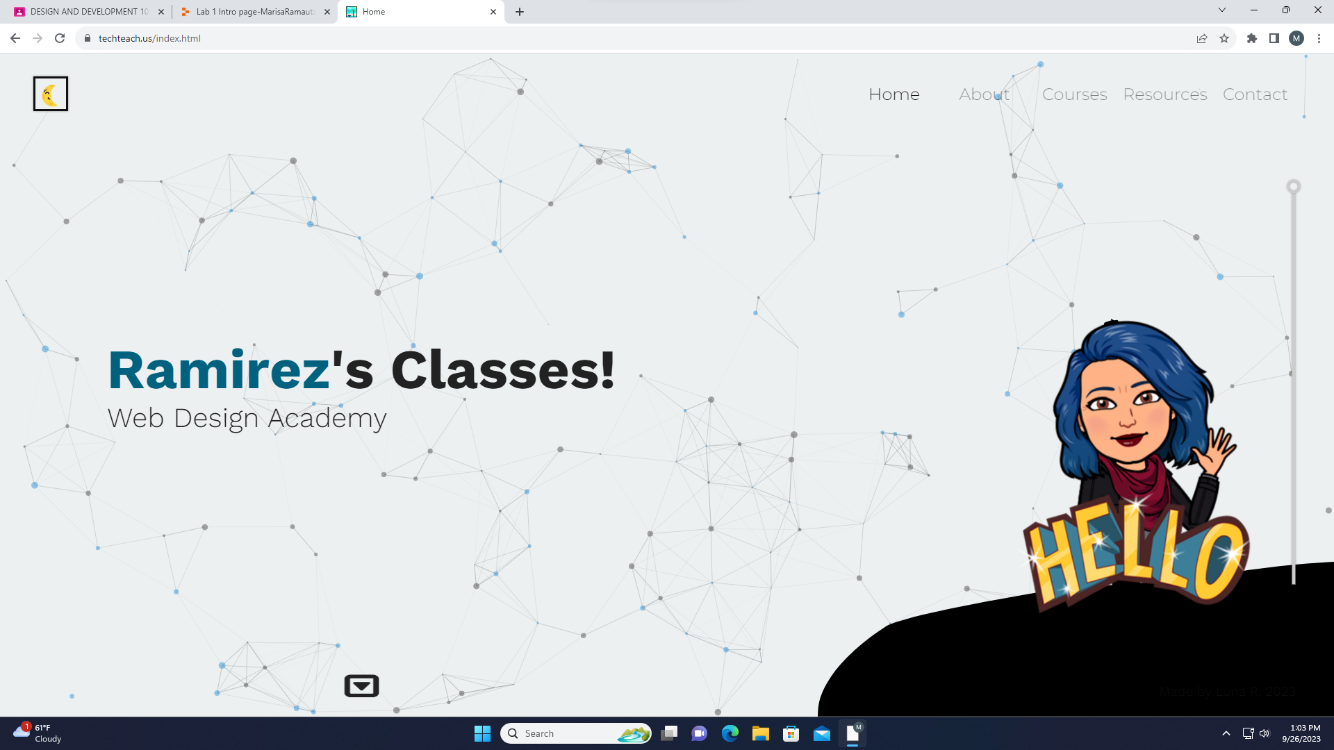 Screenshot of tech teach website